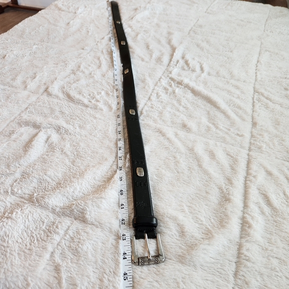 Awesome Docker's Men's Leather Belt with Silver Buckle and Metal Pieces Black - Picture 4 of 5